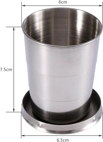Vista 2 de Fdit Taza plegable de viaje, taza plegable de acero inoxidable, diseño de llavero de campamento, taza plegable telescópica retráctil (M)