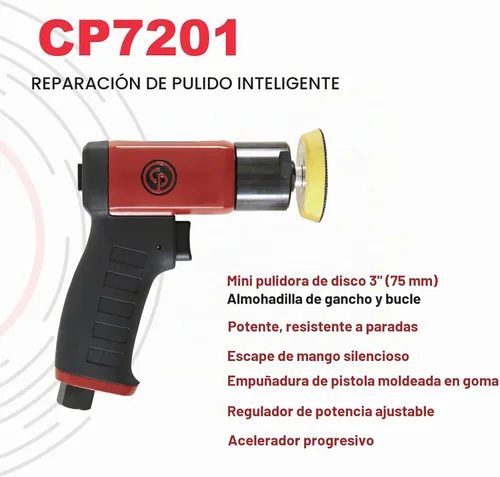 Vista 6 de Chicago Pneumatic CP7201P - Kit - Pulidora de aire de 3 pulgadas (2.953 in), mango de pistola, gancho y bucle - 2500 RPM