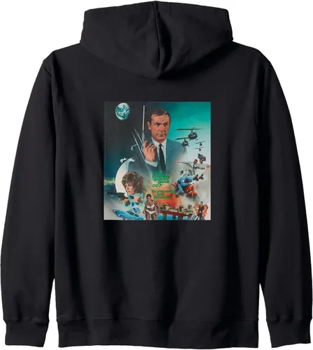 Vista 2 de Official James Bond 007 Sudadera con capucha con cremallera de Diamonds Are Forever, Negro