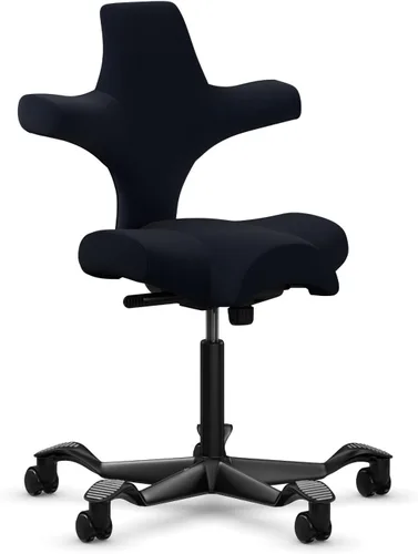 Vista 15 de HAG Capisco Sit to Stand - Silla de pie con marco negro, tapizada de ónix negro con anillo para el pie Negro Onyx