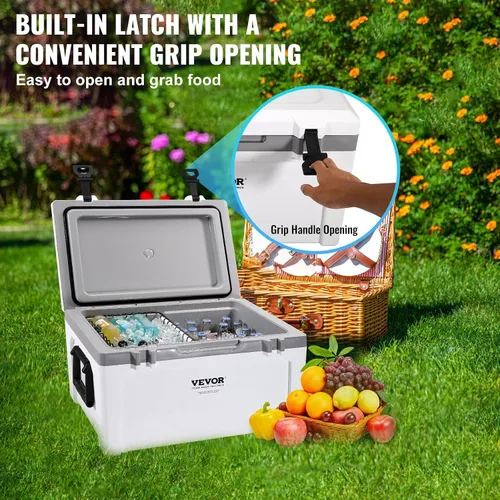 Vista 5 de VEVOR Enfriador Rígido Ultraligero, Enfriador de Retención de Hielo con Mango Resistente, Hielera Lonchera para Camping, Viajes, Exteriores, se