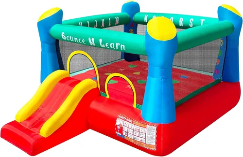 Vista 17 de Funormous Baby Shark - Casa de rebote con tobogán húmedo o seco, tobogán acuático inflable Pink Fong, diversión de tobogán acuático curvo