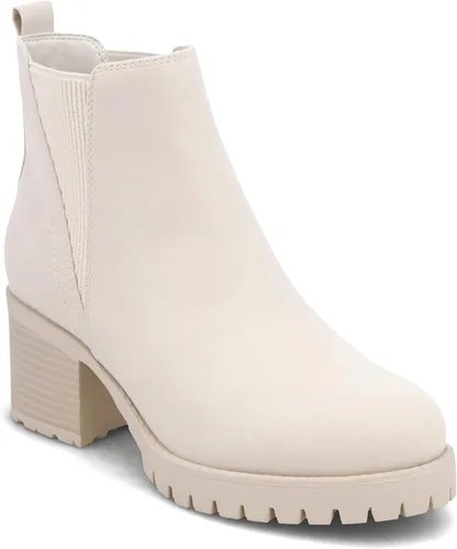 Vista 10 de MIA Jody - Botines de cuero vegano para mujer, botas Chelsea Beige