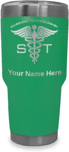 Vista 22 de LaserGram Vaso aislado al vacío de 20 onzas, ST Surgical Technologist, grabado personalizado incluido (gris)