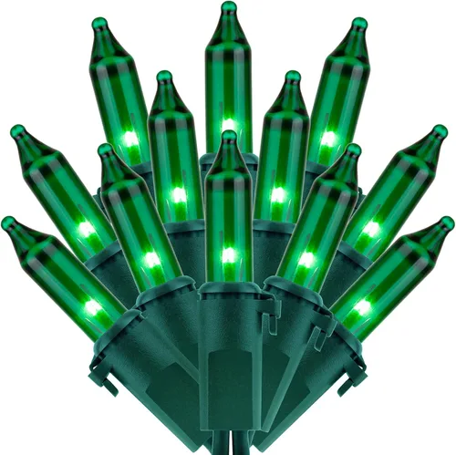 Vista 12 de 200 luces de Navidad naranjas, paquete de 2 hebras de 100 luces, 33 pies de cable marrón, luces de cadena de Halloween con certificación UL (naranja)