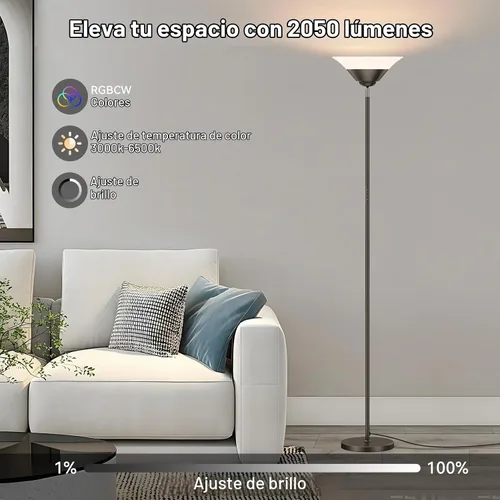 Vista 5 de SIBRILLE Lámpara de pie RGB Torchiere, lámpara de pie LED regulable de 30 W con control remoto, cambio de color, luz de esquina de 72 pulgadas