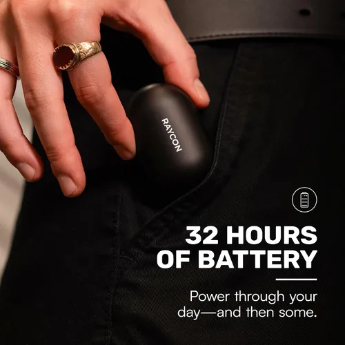 Vista 3 de Raycon Everyday - Auriculares inalámbricos Bluetooth con micrófono, cancelación activa de ruido, sudor y resistente al agua, auriculares Negro