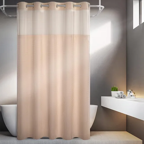 Vista 13 de Cortina de baño River Dream de gran peso sin ganchos necesarios con diseño de gofre punteado y forro a presión - 36W x 74H, de calidad hotelera