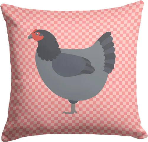 Vista 314 de Caroline's Treasures BB8163PW1414 Beltsville - Almohada decorativa de tela a cuadros pequeños, color blanco, pavo y gallina azul, lavable a máquina