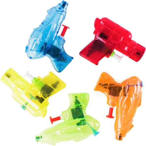 Vista 2 de Super Z Outlet Mini pistolas de agua coloridas de plástico para niños, regalos de fiesta de cumpleaños, juguetes de piscina y playa, juegos de agua