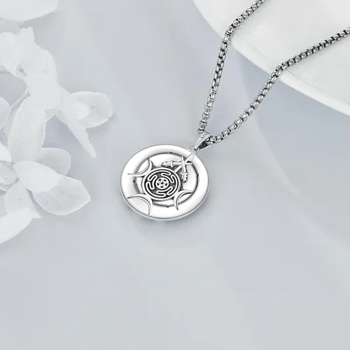 Vista 4 de Moon Phase Goddess Necklace for Women Sterling Silver Abalone Shell Celtic Jewelry