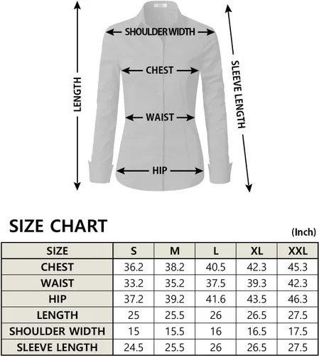Vista 5 de Blusa de manga larga, ajustada, elástica, con cuello de botones para mujer, para oficina, estilo formal, casual