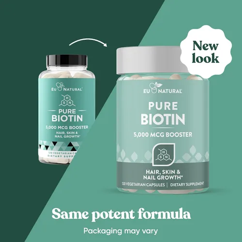 Vista 2 de Suplemento Biotin 0.00017 oz, 120 cápsulas vegetarianas (para el crecimiento del cabello, piel y uñas)