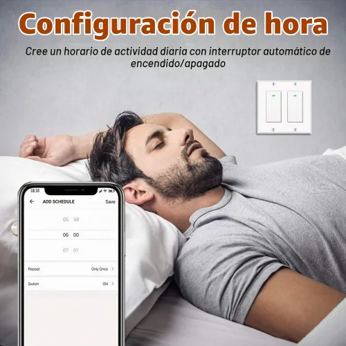 Vista 6 de Interruptor inteligente, interruptor de luz inteligente WiFi compatible con Amazon Alexa y Google Home, necesita cable neutro, con control remoto