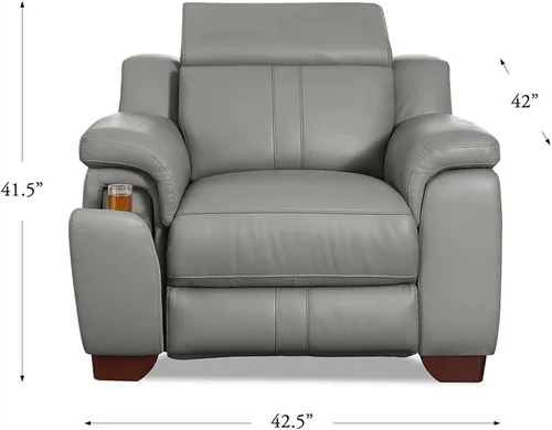 Vista 3 de Hydeline Cara Power - Reposacabezas de cuero de grano superior con soporte para tazas, espuma viscoelástica, bobinas de bolsillo y panel de control