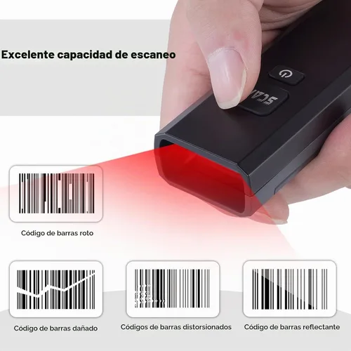 Vista 4 de Escáner de código de barras inalámbrico, mini router automático de código de barras CCD 1D, escáner de código de barras recargable con receptor 2.4G