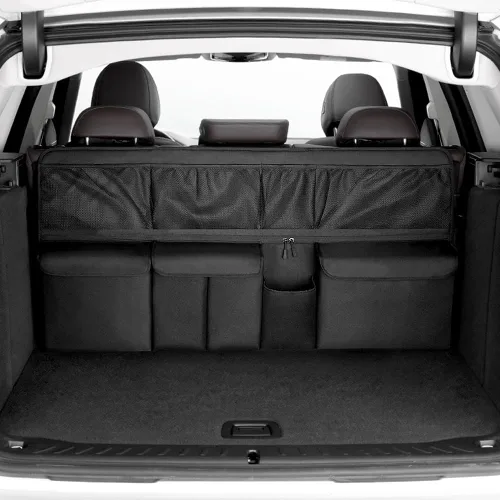 Vista 8 de Viaviat Organizador colgante para maletero de automóvil, bolsa de almacenamiento plegable para asiento trasero con 9 bolsillos grandes para SUV
