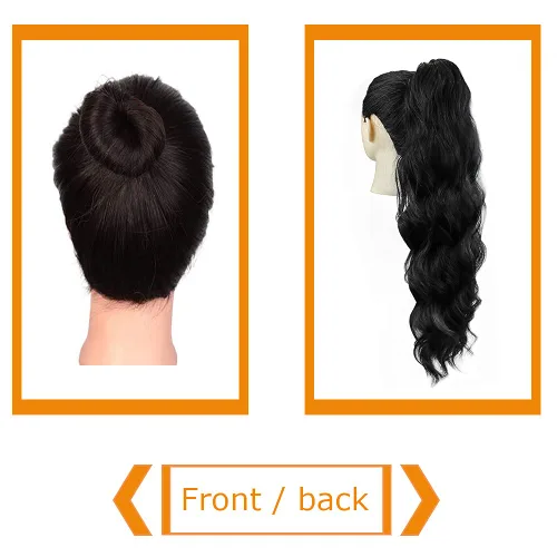 Vista 4 de KETHBE Extensión de pelo para cola de caballo de 24 pulgadas con onda corporal, sintética, resistente al calor, con cordón envolvente, rizada