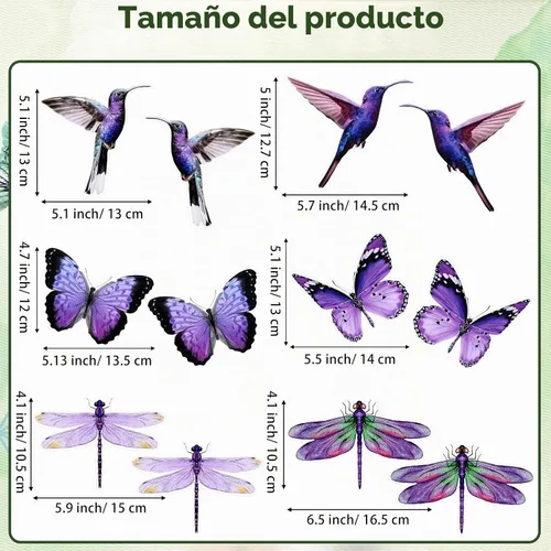 Vista 2 de Konohan 12 imanes de puerta de colibrí, mariposa y libélula de doble cara, protector decorativo flexible retráctil, calcomanías magnéticas