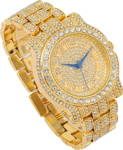 Vista 4 de Charles Raymond Bling-ed Out Ultimate Hip Hop Royalty Reloj para hombre con número romano de fácil lectura o indicadores de tiempo de diamantes
