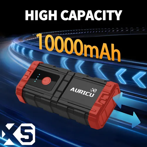 Vista 5 de X5 1000A Jump Starter Paquete de refuerzo de batería de litio de 12 V, caja de salto portátil, banco de energía y cables de puente para motores