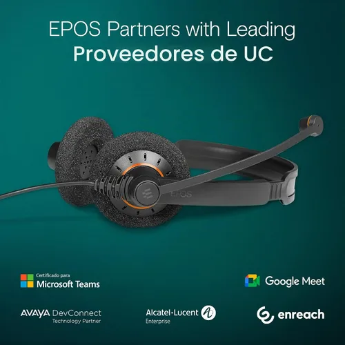 Vista 6 de EPOS Sennheiser Consumer Audio SC 60 USB ML (504547) - Auriculares empresariales de doble cara Para Skype Empresarial con sonido HD, micrófono