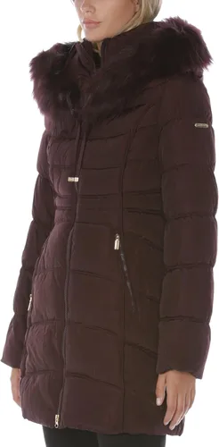 Vista 3 de LAUNDRY BY SHELLI SEGAL Chaqueta acolchada con capucha 34 para mujer con ribete de piel sintética