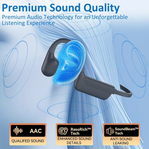 Vista 7 de Auriculares para Natación de Silicona Suave, Auriculares de Conducción Ósea Impermeables IP68, Reproductor MP3 de 32GB y Auriculares Deportivos