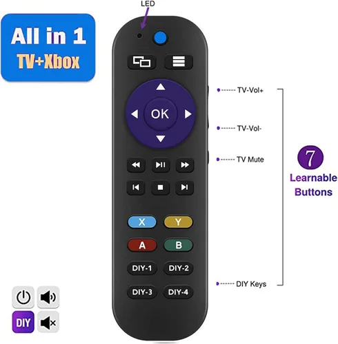 Vista 4 de Mando a distancia universal para Xbox One Xbox One S y Xbox One X el control remoto tiene 7 botones programables de aprendizaje para controlar todos