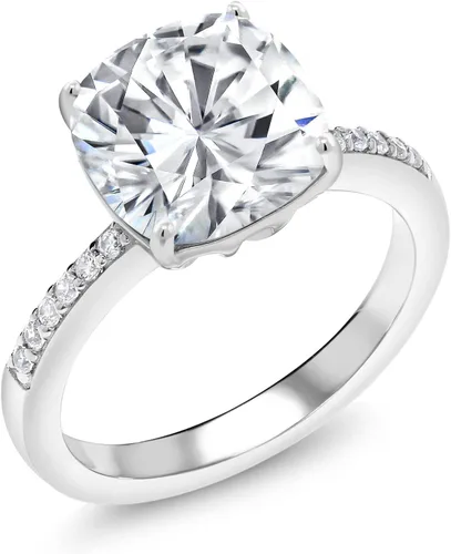 Vista 58 de Gem Stone King Anillo de compromiso de plata de ley 925 con piedra preciosa de corte cojín de 0.39 pulgadas Anillo de compromiso de aniversario