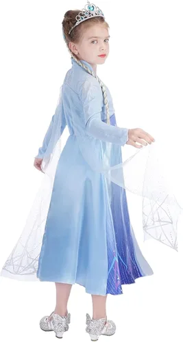 Vista 4 de Kidswant Disfraz de princesa para niñas, vestido de lujo para fiesta, elegante, con accesorios, 2-12 años