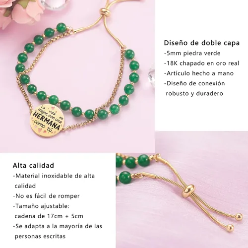 Vista 4 de LParkin Pulsera Mujer Hermana Acero Inoxidable Regalo Cumpleaños Hermana Pulsera a la Mejor Hermana Ajustable