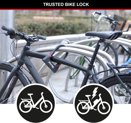 Vista 3 de MASTER LOCK 8278EURDPRO Cerradura en U, llave, certificado antirrobo, eléctrica, bicicleta de montaña, unisex, para adultos, negro, mediano