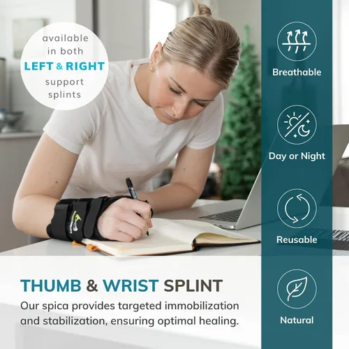 Vista 3 de BraceAbility Férula para la tendinitis del pulgar y la muñeca Inmoviliza la articulación del pulgar para tratar la tenosinovitis de Quervain