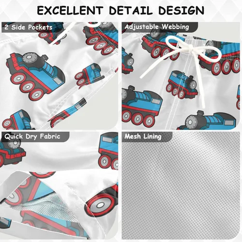 Vista 4 de Aflyko Pantalones cortos de baño para niños, traje de baño para niñas, traje de baño de playa de secado rápido para todo el día Multi- Azul Rojo