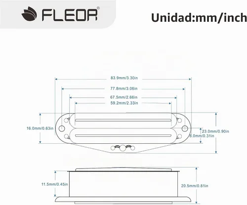 Vista 2 de FLEOR Alnico 5 Hot Dual Rail Humbucker Pastilla de tamaño de bobina única 6-7K Humbucker Pickup, negro