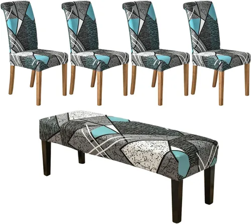 Vista 31 de HAOYONG Funda para Silla de Comedor con Estampado, Funda Desmontable Lavable para Silla Parsons, Protector de Asiento Removible para Comedor, Hotel