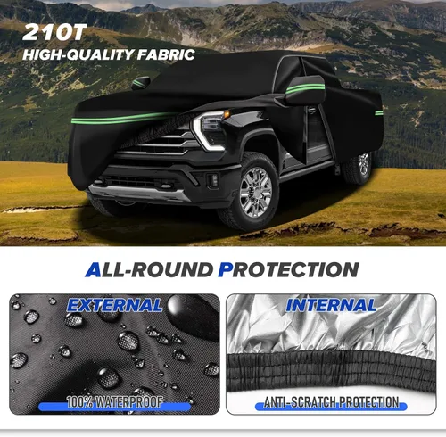 Vista 2 de Cubierta de protección para todo tipo de clima, Compatible con Chevrolet Silverado 1500 2018-2023, cubierta de auto completa profesional de 6 capas