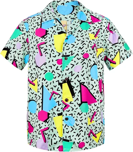 Vista 123 de Camisa hawaiana para hombre, con estampado floral, cómoda, con botones, casual, manga corta, ropa de playa para hombre