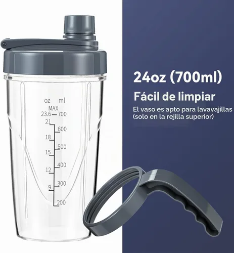 Vista 9 de La Reveuse Licuadora personal de 1000 vatios, (1) taza para llevar de 24 onzas, gris, LARB2305