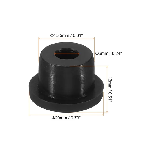 Vista 2 de MECCANIXITY Tapón de agujero de goma de silicona de 0.610 in de diámetro, tapón flexible suave para agujero de 0.591 in, negro, 10 piezas