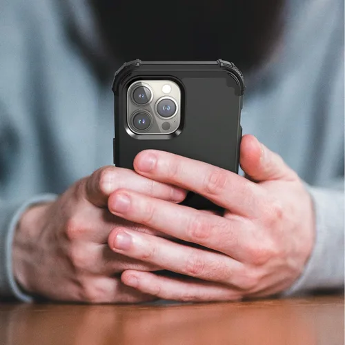 Vista 4 de IDweel - Funda para iPhone 15 Pro Max con protector de pantalla de vidrio templado, 3 en 1, a prueba de golpes, delgada, híbrida, resistente