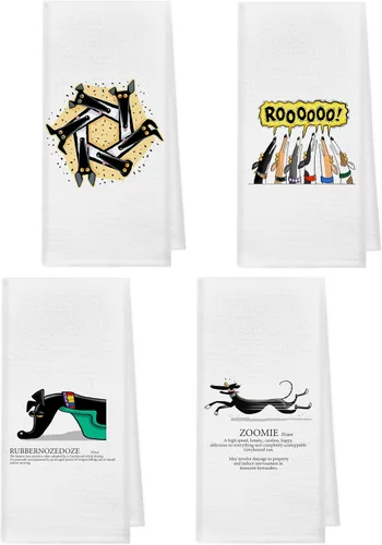 Vista 12 de kunlisa Toallas de cocina de salchicha, toallas y paños de cocina de salchicha negro y canela de 16×24 pulgadas, toalla de mano y té divertida