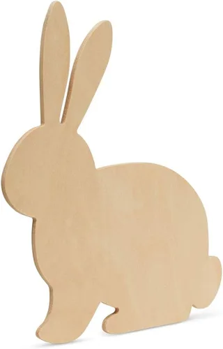 Vista 4 de Recorte de conejo de madera de 8 x 7 pulgadas, paquete de 1 recorte de conejo de Pascua de madera sin terminar para pintar para manualidades