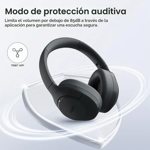 Vista 8 de Tribit QuietPlus 81 Wireless Over-Ear Headphones, 110H Playtime, Black