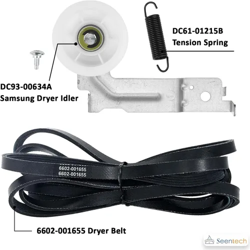 Vista 3 de Seentech - Polea tensora de secadora mejorada DC93-00634A, resorte de tensión DC61-01215B DC61-01215B, compatible con secadora Samsung, reemplazo