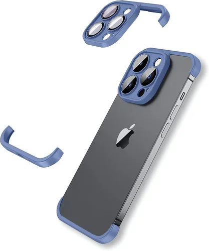 Vista 11 de LEKEVO Funda sin marco para iPhone 15 Pro Max con protector de lente de cámara, funda delgada de TPU suave a prueba de golpes, carcasa minimalista