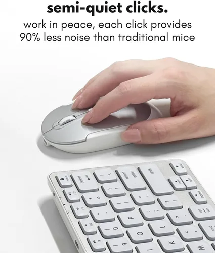 Vista 5 de Macally Mouse Bluetooth Inalámbrico para Mac, MacBook Pro/Air, iPad y PC - Cómodo y Silencioso Mouse Apple Inalámbrico Compatible - Plata