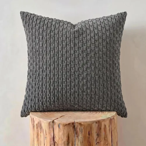 Vista 2 de Fancy Homi Paquete de 2 fundas de almohada decorativas de color gris oscuro de 14 x 14 pulgadas para sofá y cama, decoración moderna