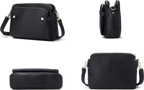 Vista 9 de Bolsos cruzados para mujer, bolso de hombro de tres capas, cuero vegano, múltiples compartimentos, bolsos, carteras, bolso de mano Hobo Clutch 2023